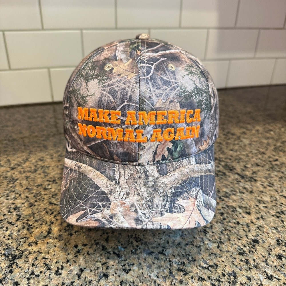Vtg Make America Normal Again Slogan Classic Caps Baseball Hat Camo Made in USA